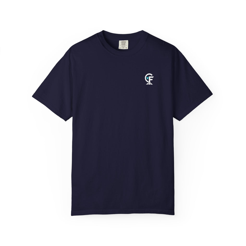 Carry the Floor T-Shirt — CF Logo Navy Unisex Heavyweight Garment-Dyed Shirt for Nurses & CNAs | Brand Apparel