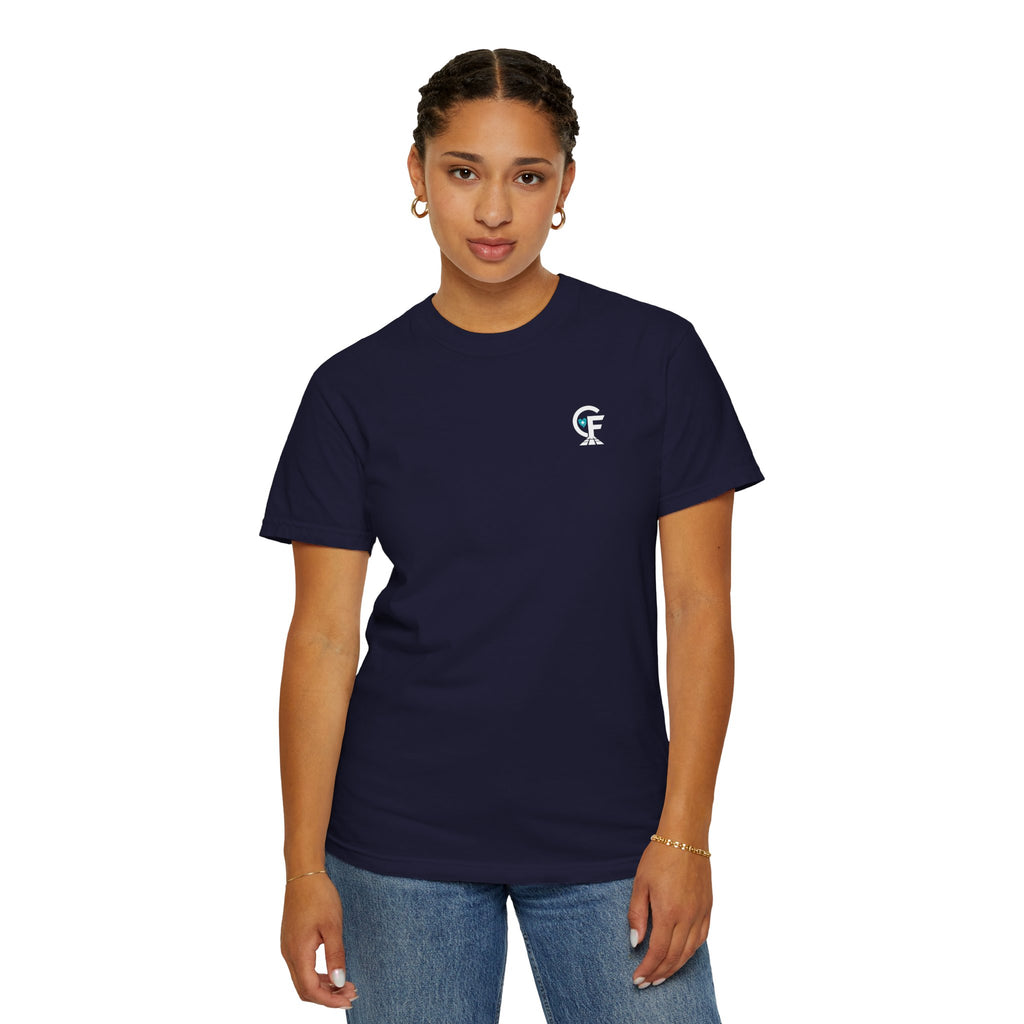 Carry the Floor T-Shirt — CF Logo Navy Unisex Heavyweight Garment-Dyed Shirt for Nurses & CNAs | Brand Apparel