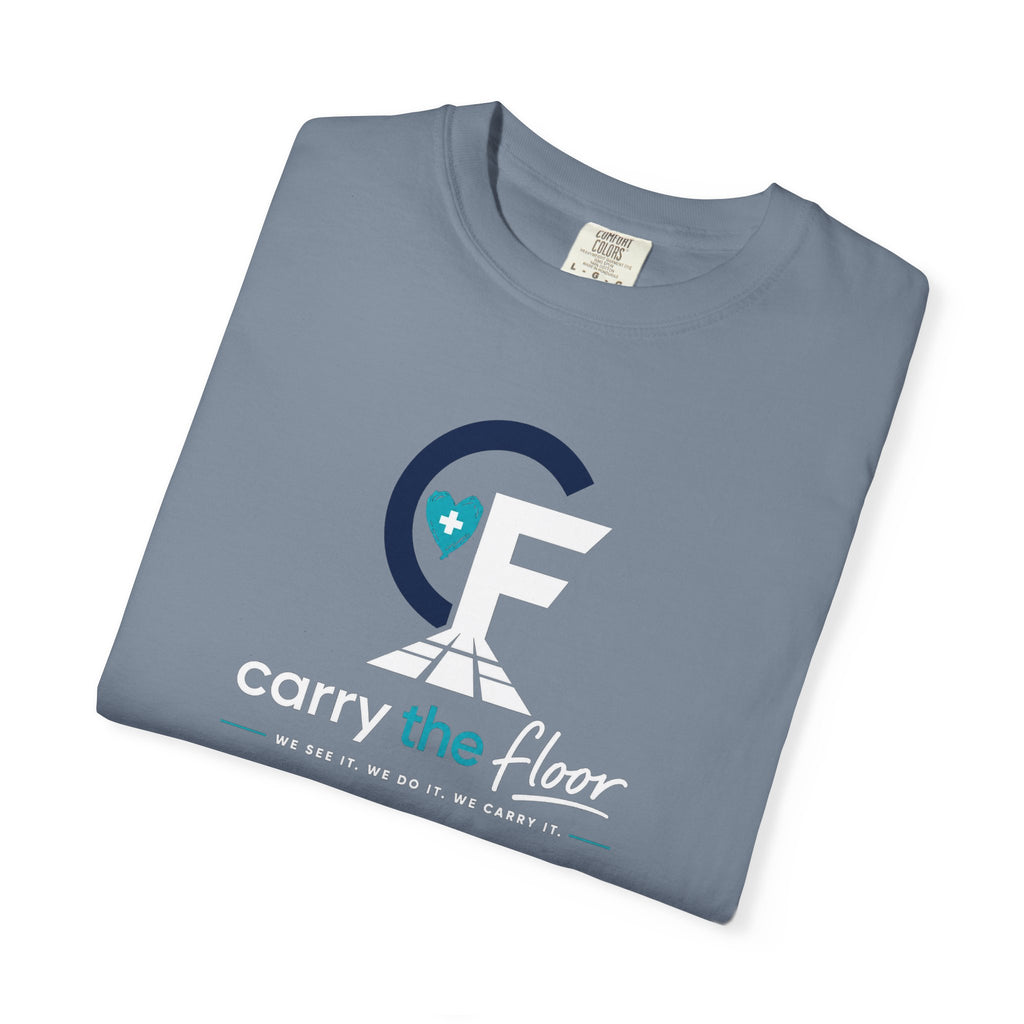 Carry the Floor T-Shirt — Full Logo Heavyweight Garment-Dyed Tee for Nurses & CNAs | Brand Apparel