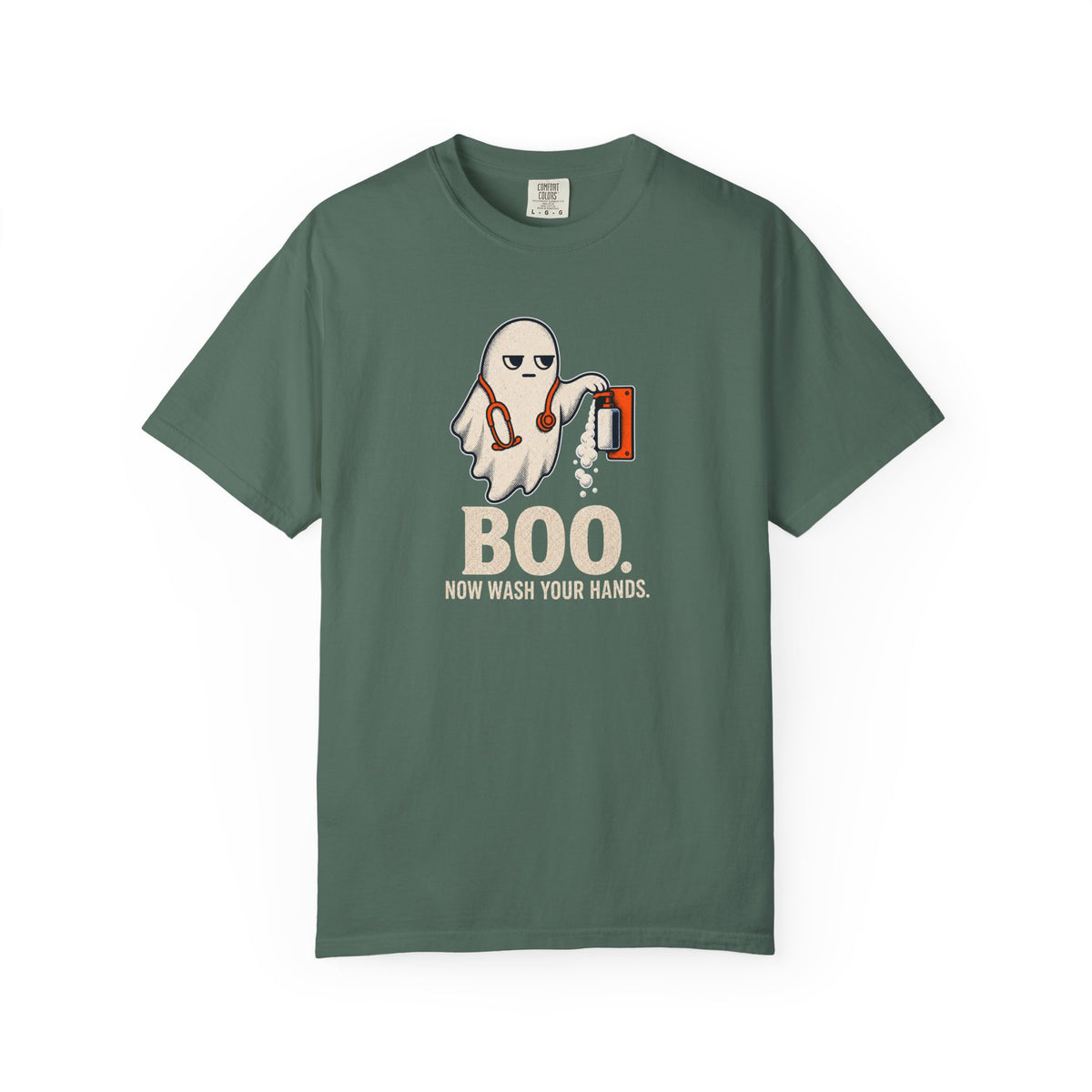 Nurse Halloween Shirt, Boo Now Wash Your Hands Tee, Funny Ghost Gift for Nurses & CNAs, Comfort Colors Infection Control Humor