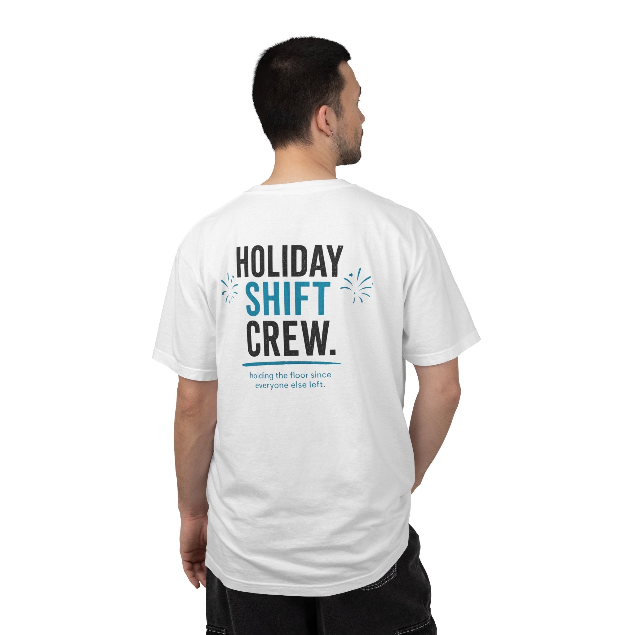 Nurse T-Shirt — "Holiday Shift Crew" Funny Holiday Unisex Heavyweight Garment-Dyed Tee for Nurses & CNAs