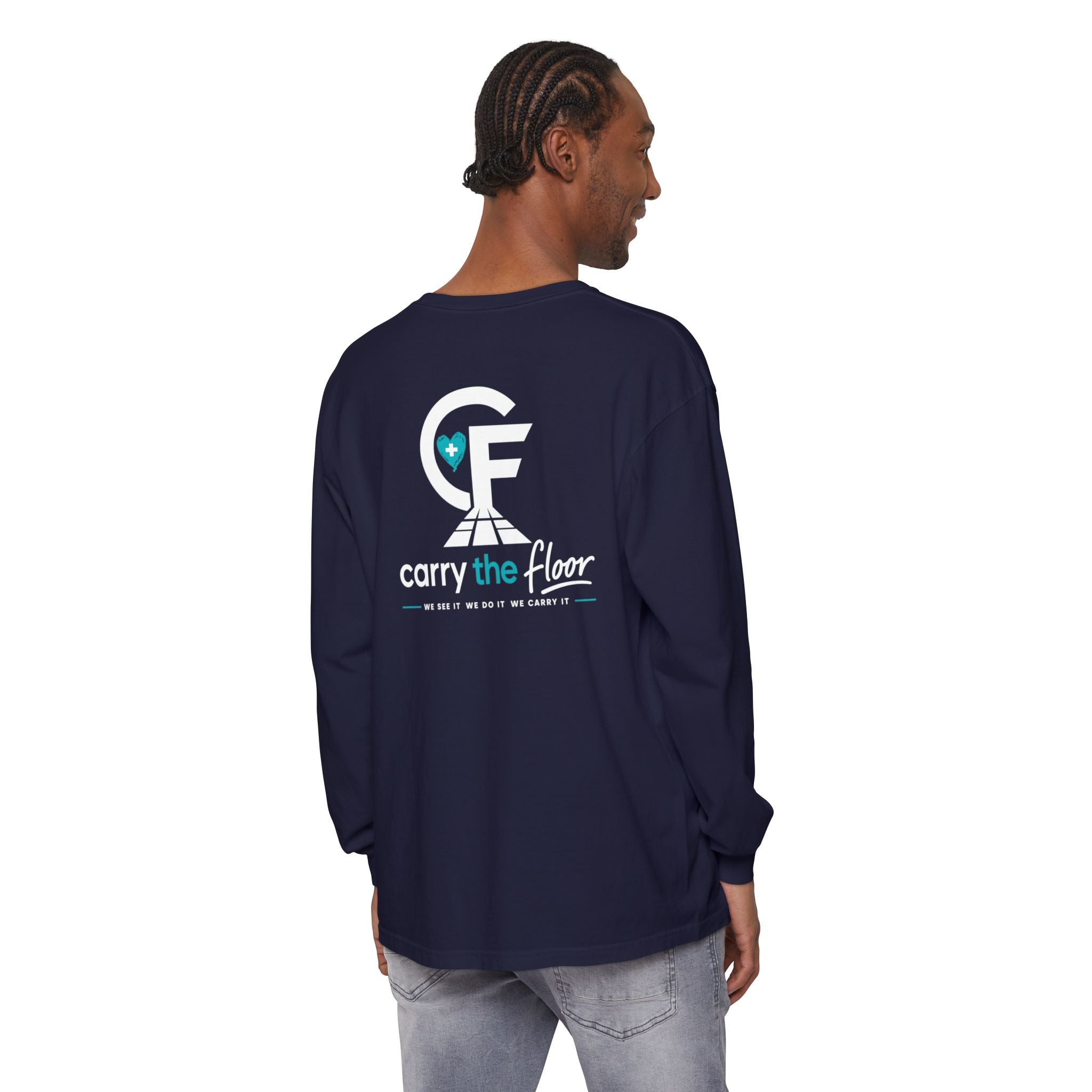 Carry the Floor Long Sleeve Tee — Full Logo Heavyweight Shirt for Nurses & CNAs | Brand Apparel