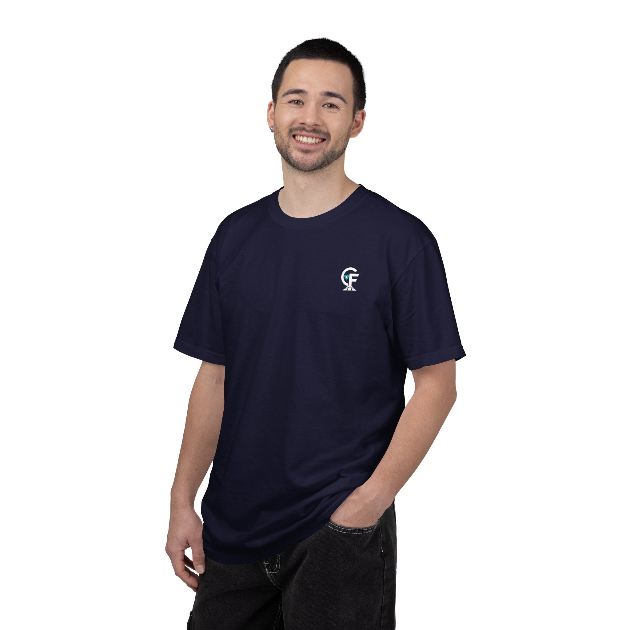Carry the Floor T-Shirt — CF Logo Navy Unisex Heavyweight Garment-Dyed Shirt for Nurses & CNAs | Brand Apparel