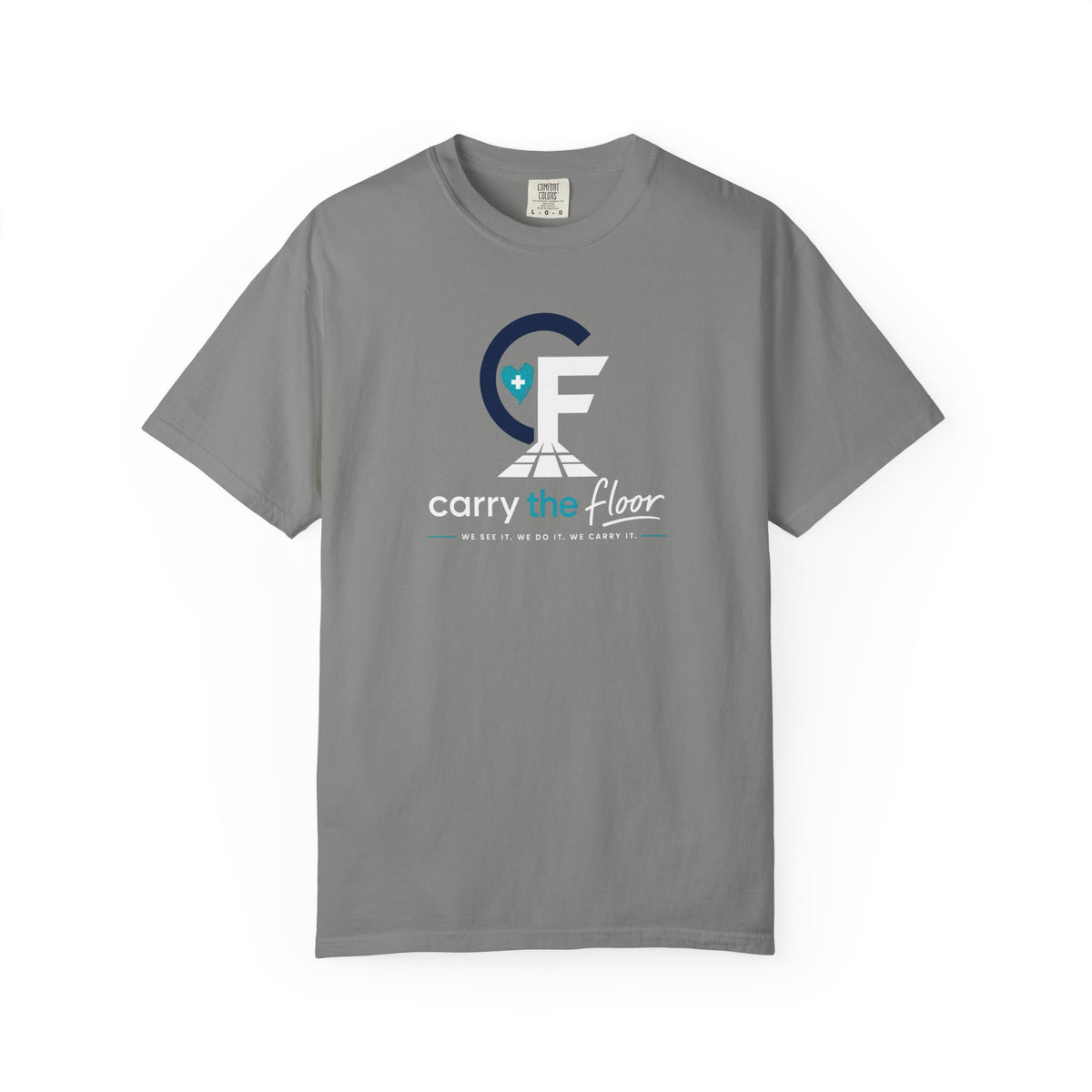 Carry the Floor T-Shirt — Full Logo Heavyweight Garment-Dyed Tee for Nurses & CNAs | Brand Apparel