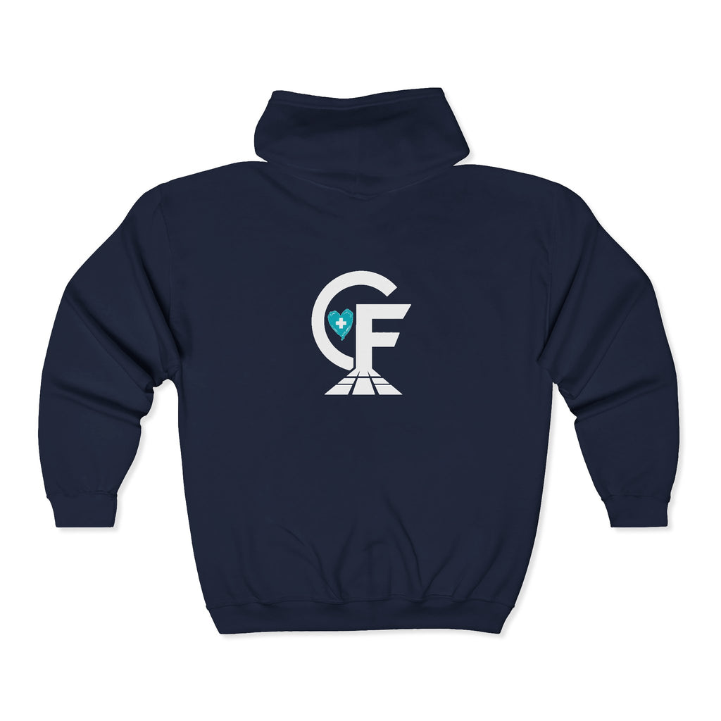 Carry the Floor Zip Hoodie — Icon Logo Heavy Blend Full-Zip Hoodie for Nurses & CNAs | Brand Apparel