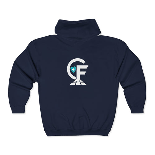Carry the Floor Zip Hoodie — Icon Logo Heavy Blend Full-Zip Hoodie for Nurses & CNAs | Brand Apparel
