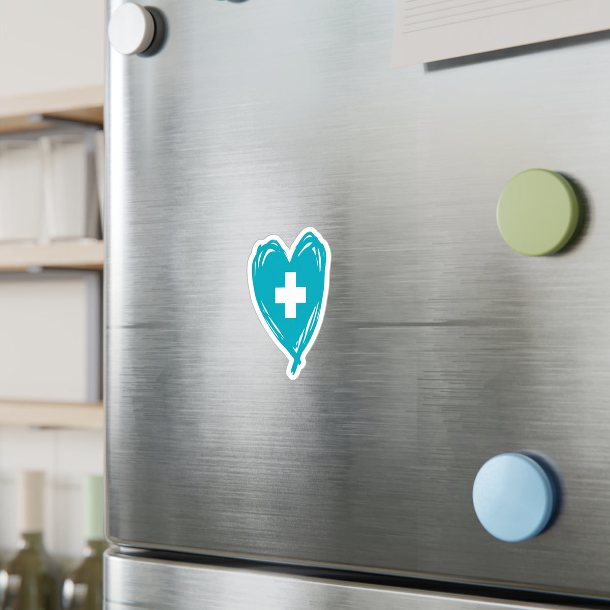 Teal Heart + Cross Nurse Sticker — Kiss-Cut Medical Decal for Water Bottles, Laptops & Badge Reels