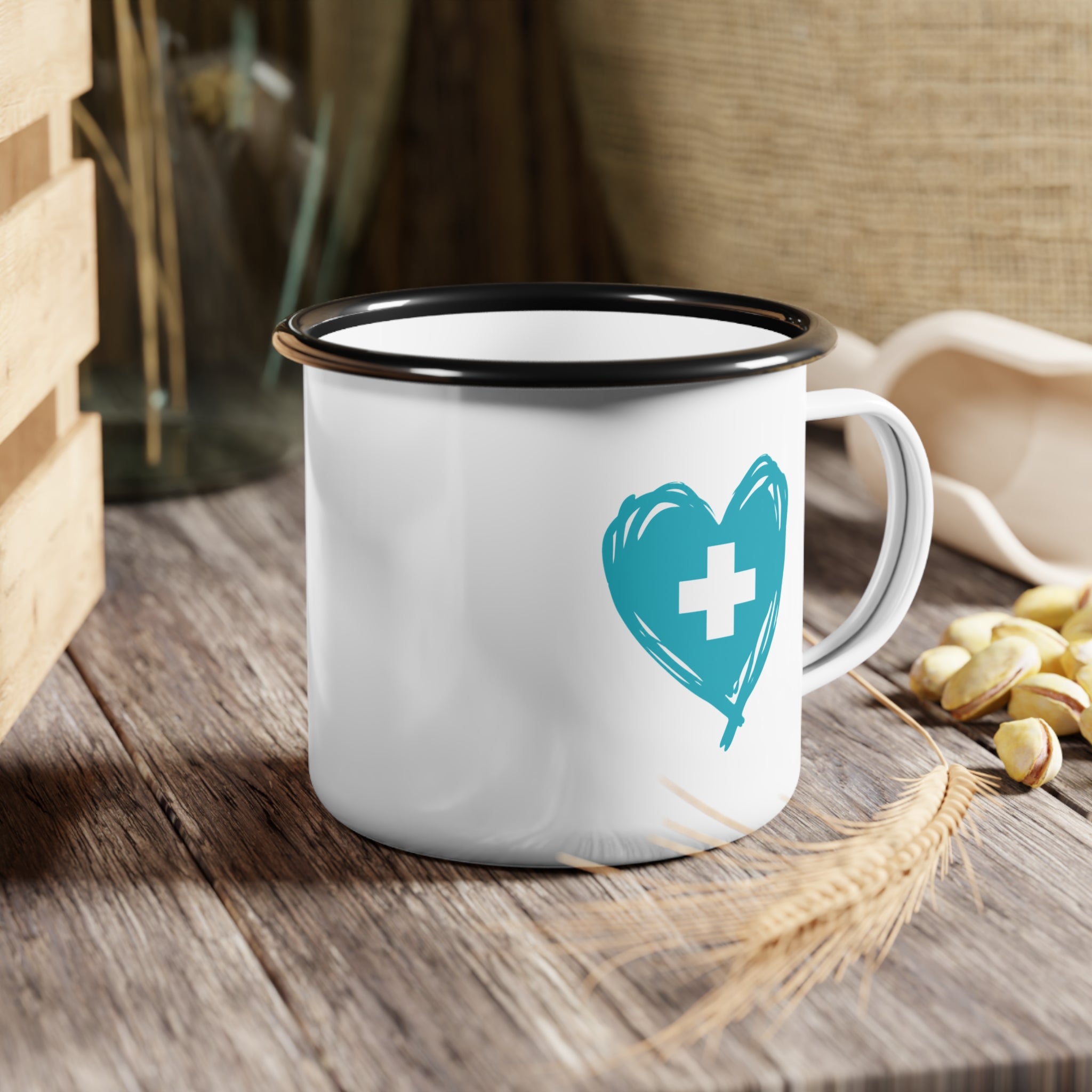Nurse Enamel Camp Cup — "First I Drink the Coffee, Then I Do the Things" Retro Coffee Mug (12oz)