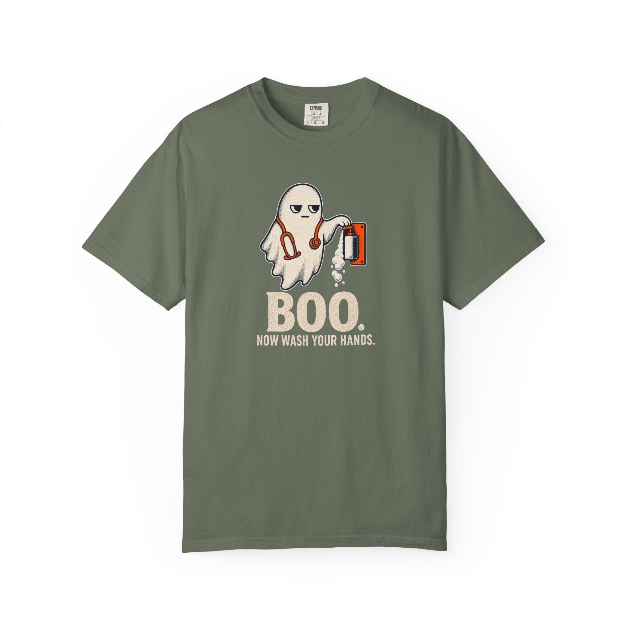 Nurse Halloween Shirt, Boo Now Wash Your Hands Tee, Funny Ghost Gift for Nurses & CNAs, Comfort Colors Infection Control Humor