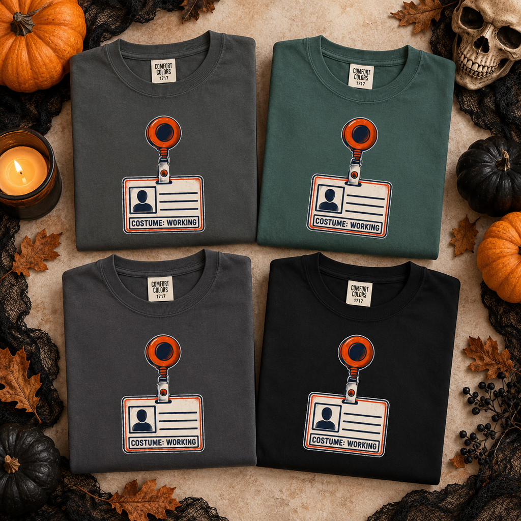 Nurse Halloween Shirt, Costume Working ID Badge Tee, Funny Halloween Shift Gift for Nurses & CNAs, Comfort Colors Spooky Season