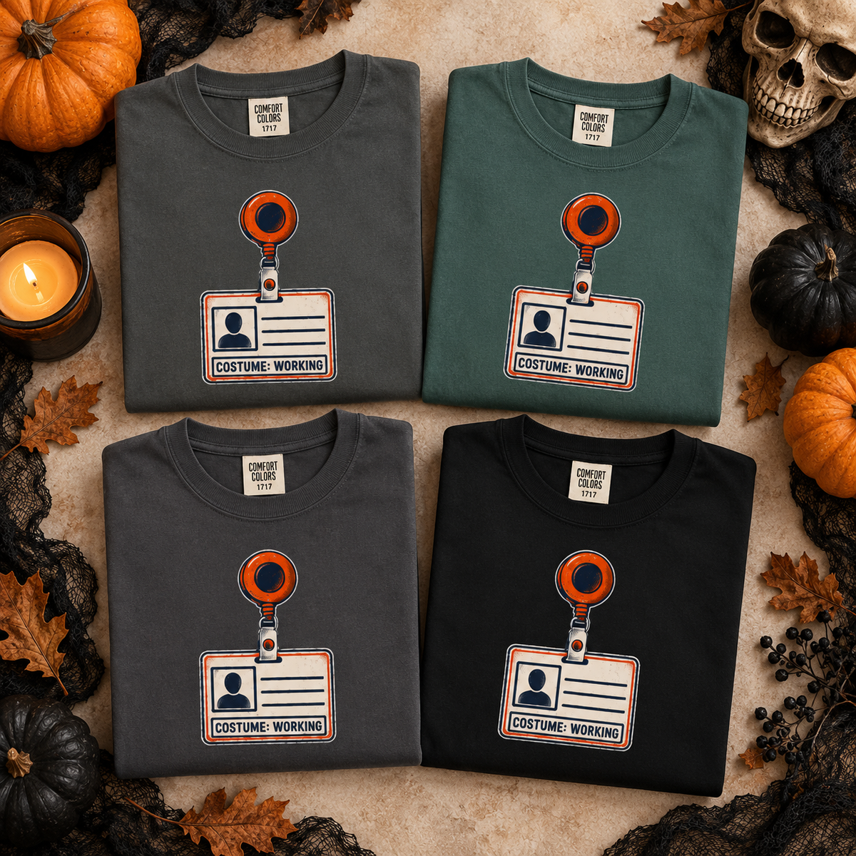 Nurse Halloween Shirt, Costume Working ID Badge Tee, Funny Halloween Shift Gift for Nurses & CNAs, Comfort Colors Spooky Season