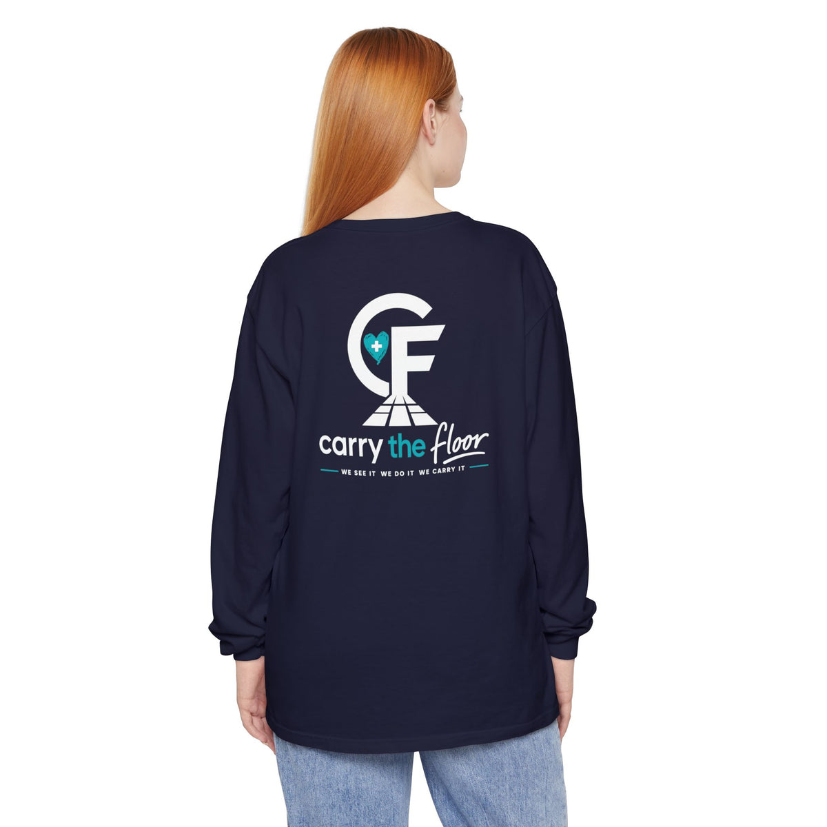 Carry the Floor Long Sleeve Tee — Full Logo Heavyweight Shirt for Nurses & CNAs | Brand Apparel