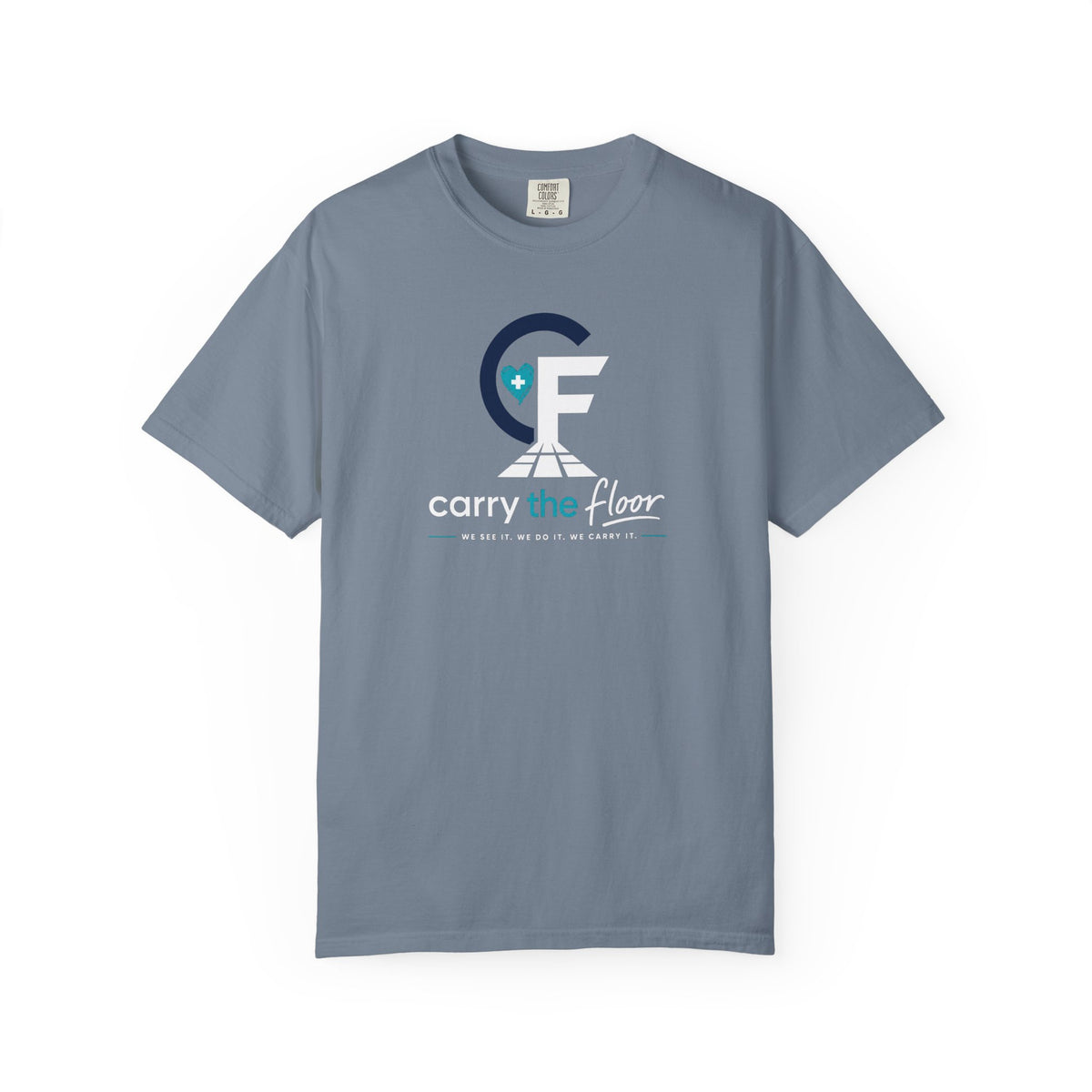 Carry the Floor T-Shirt — Full Logo Heavyweight Garment-Dyed Tee for Nurses & CNAs | Brand Apparel