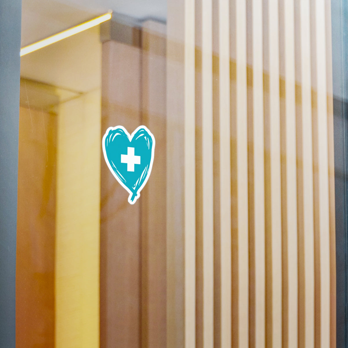 Teal Heart + Cross Nurse Sticker — Kiss-Cut Medical Decal for Water Bottles, Laptops & Badge Reels