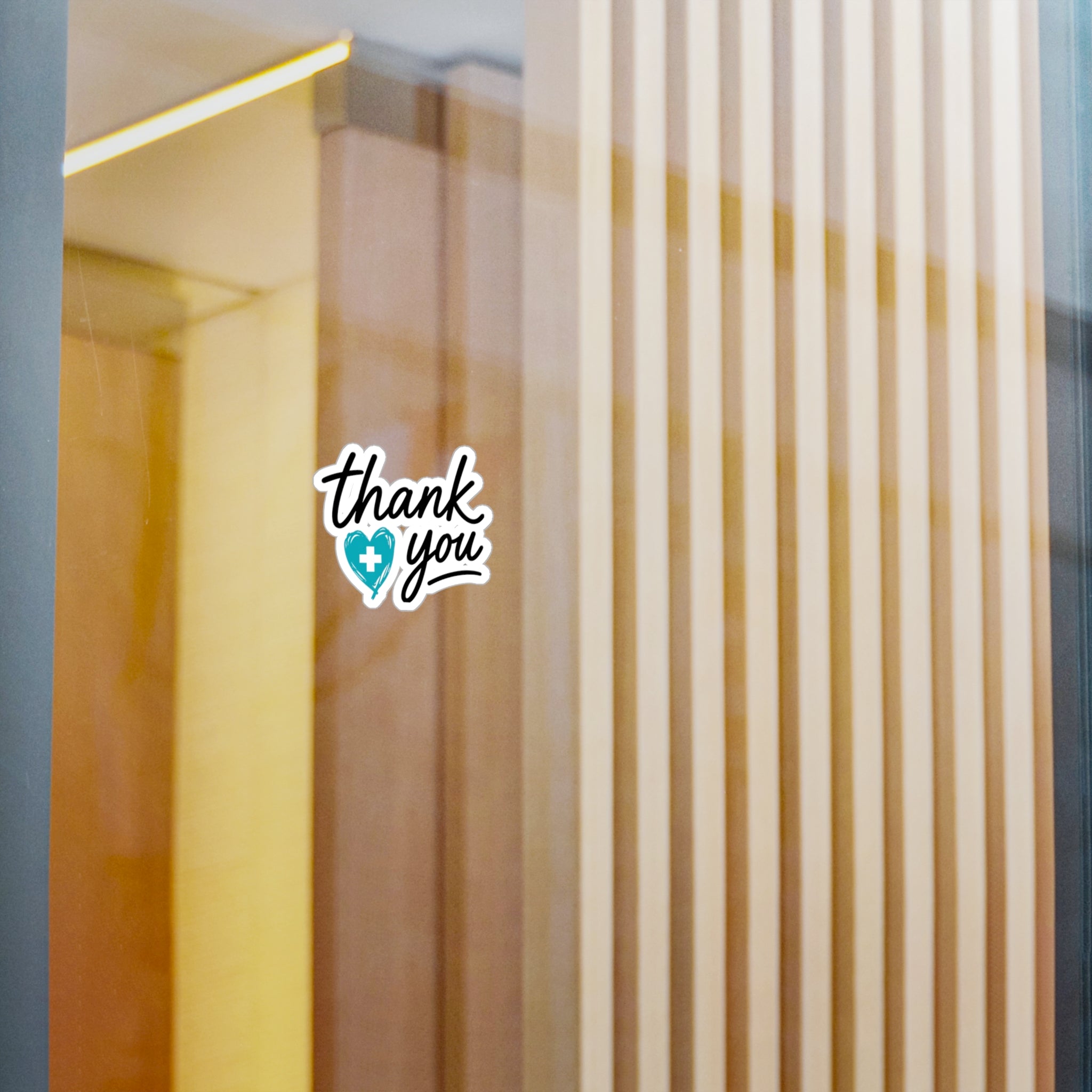 Nurse Thank You Sticker — Teal Heart & Medical Cross Kiss-Cut Decal for Water Bottles, Laptops & Badge Reels
